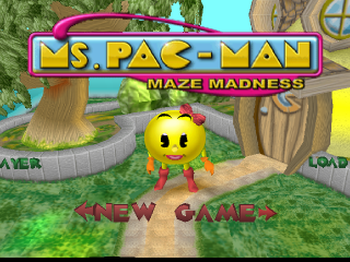 Ms. Pac-Man Maze Madness title screen for Playstation